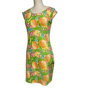 Jean-Pierre‎ Klifa Tropical Fruit Cap Sleeve Midi Dress Women's Small